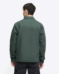 Green regular fit pocket overshirt