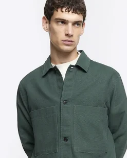 Green regular fit pocket overshirt