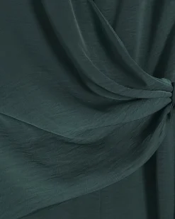Green satin knot detail jumpsuit