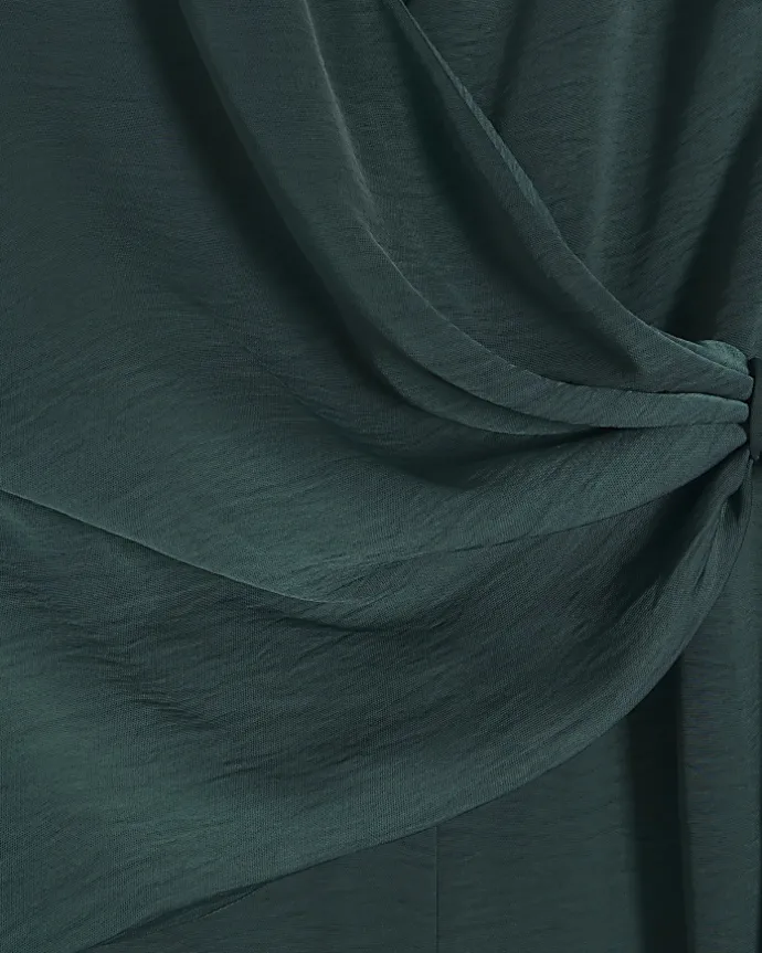 Green satin knot detail jumpsuit