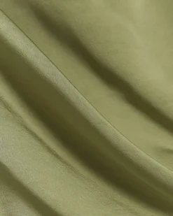 Green satin open back jumpsuit