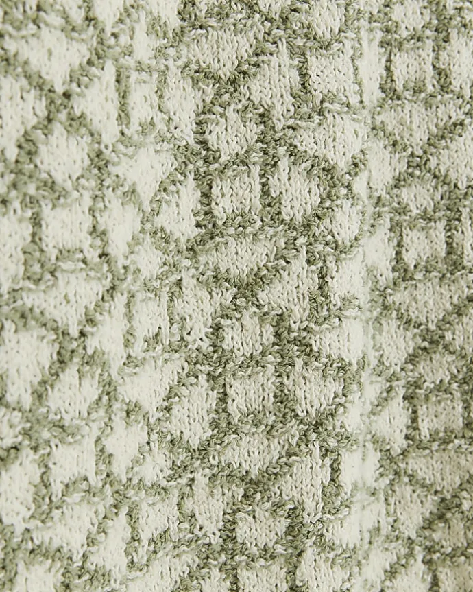 Green slim fit jacquard crew jumper
