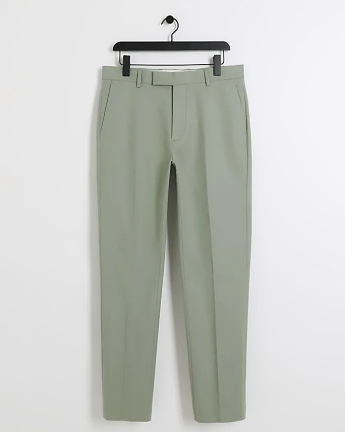 Green slim fit smart chino trousers