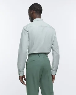 Green slim fit smart shirt