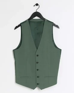 Green slim fit waistcoat