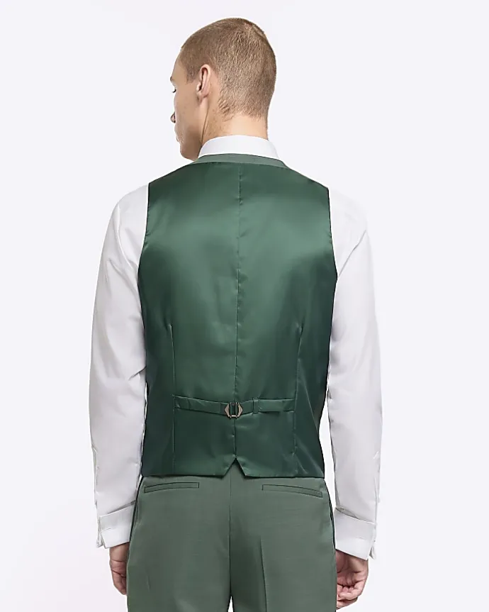Green slim fit waistcoat