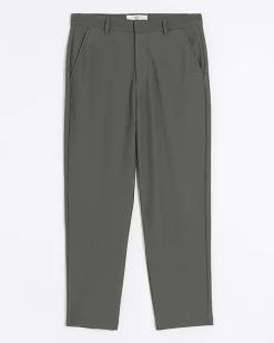 Green tapered fit plisse smart trouser