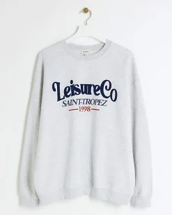 Grey embossed graphic sweatshirt
