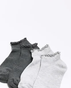 Grey frill socks multipack