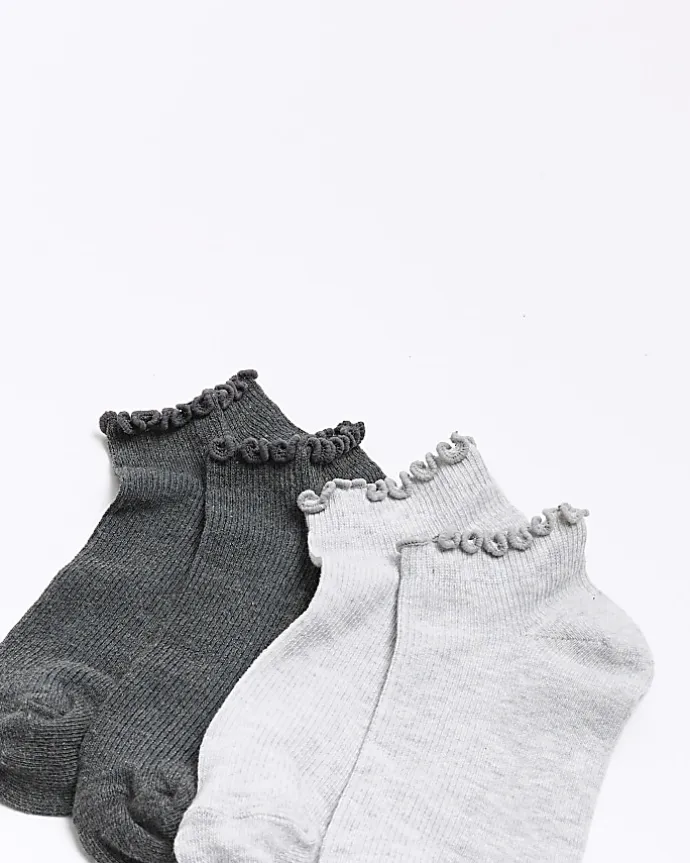 Grey frill socks multipack