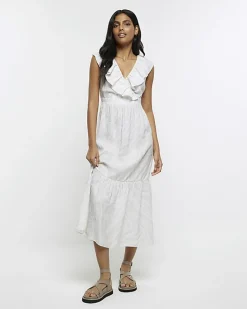 Grey frill swing maxi dress