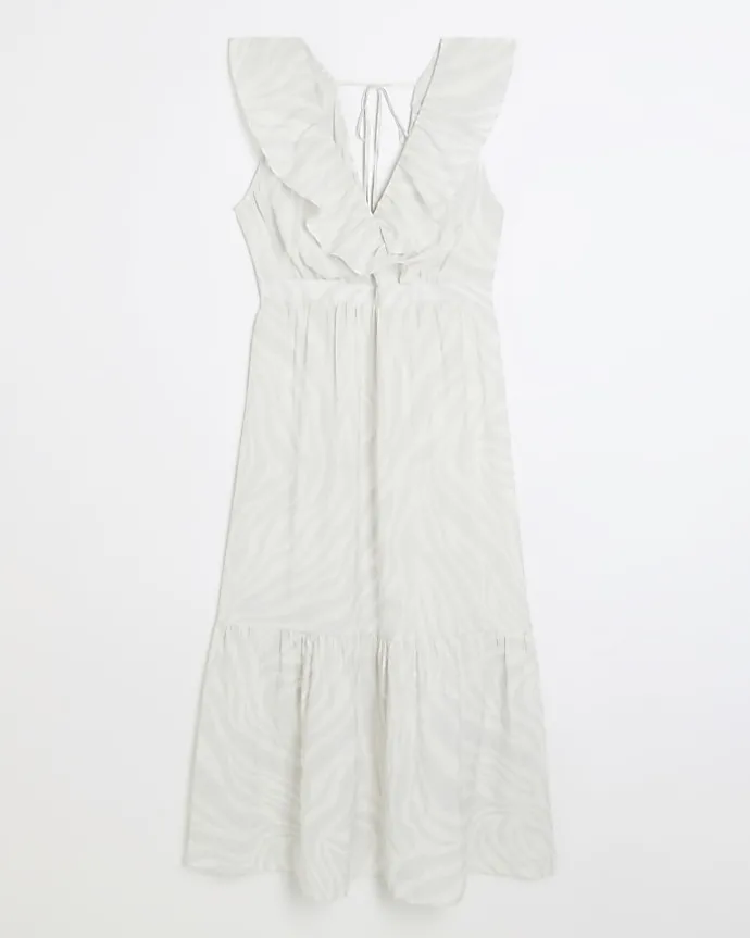 Grey frill swing maxi dress