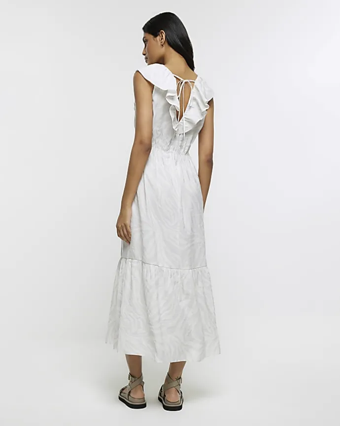 Grey frill swing maxi dress