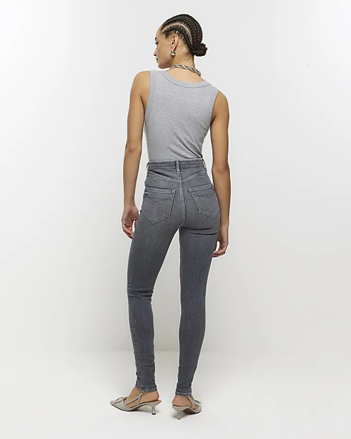 Grey high waisted bum sculpt skinny jeans