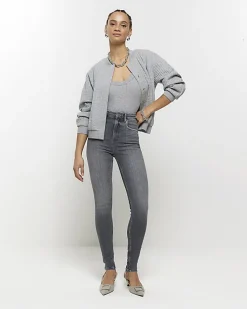 Grey high waisted bum sculpt skinny jeans