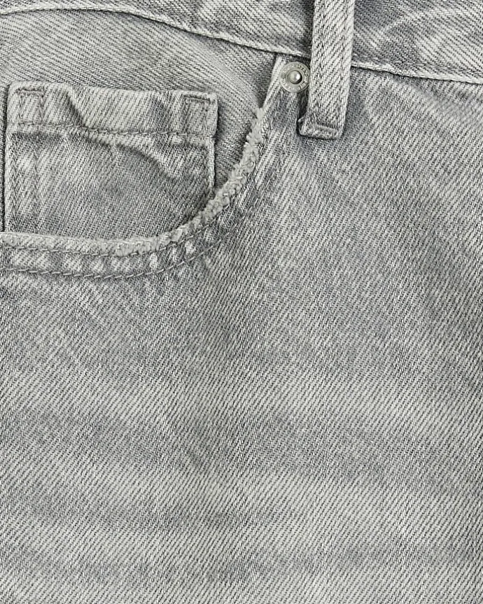 Grey high waisted relaxed straight fit jeans