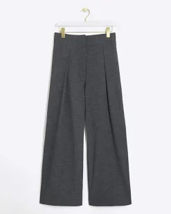 Grey high waisted wide leg trousers