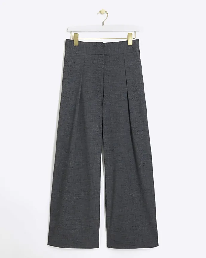 Grey high waisted wide leg trousers