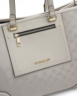 Grey jacquard monogram shopper bag