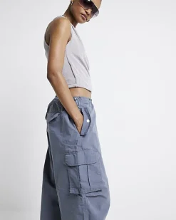 Grey parachute cargo trousers