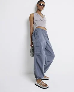 Grey parachute cargo trousers
