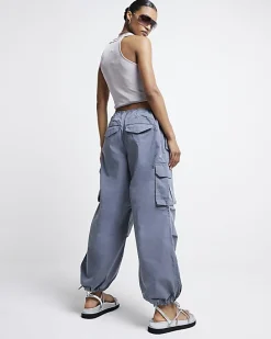 Grey parachute cargo trousers
