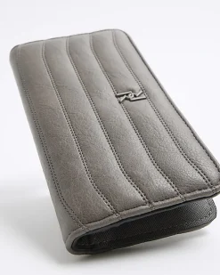 Grey quilted foldout purse