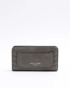 Grey quilted foldout purse