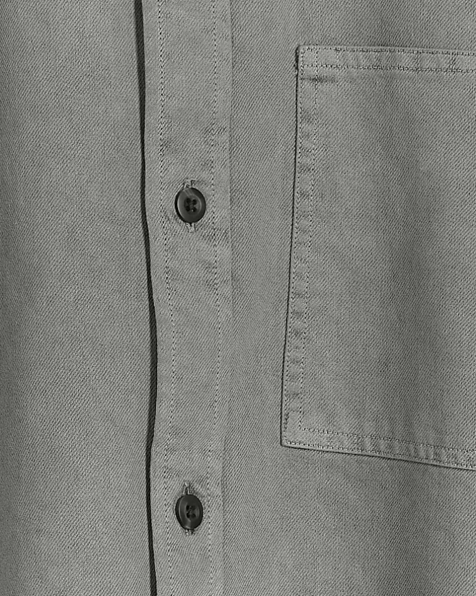 Grey regular fit chest pocket shirt