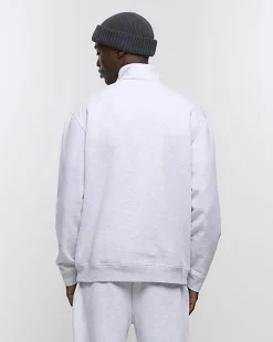 Grey regular fit funnel sweatshirt
