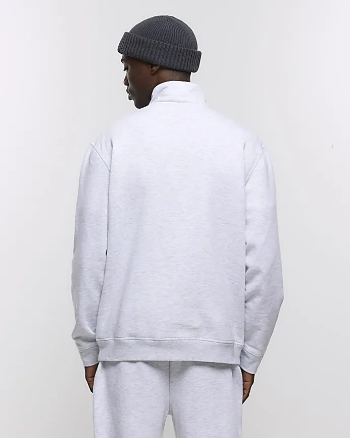 Grey regular fit funnel sweatshirt