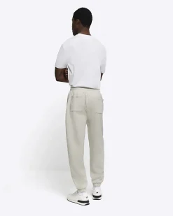 Grey regular fit graphic cuffed joggers