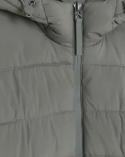 Grey regular fit hooded puffer jacket