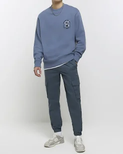 Grey regular fit Japanese graphic sweatshirt