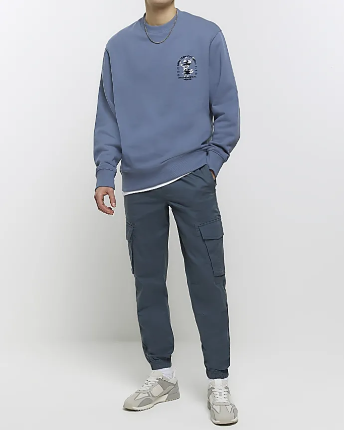 Grey regular fit Japanese graphic sweatshirt
