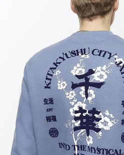 Grey regular fit Japanese graphic sweatshirt