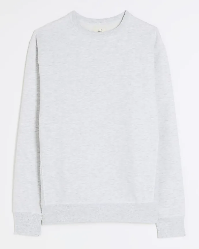 Grey regular fit plain sweatshirt