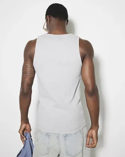Grey regular fit rib vest