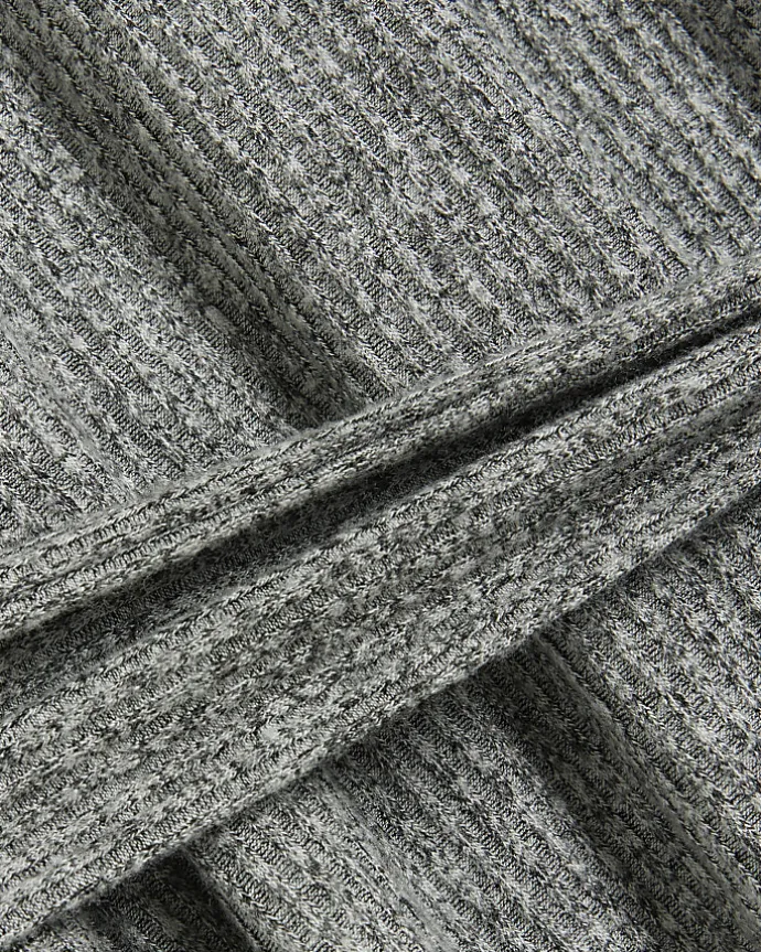 Grey rib belted jumper mini dress