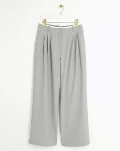 Grey side stripe wide leg trousers