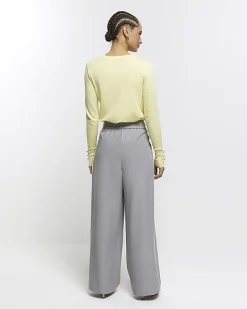 Grey side stripe wide leg trousers