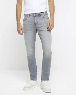 Grey skinny fit faded jeans