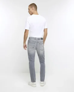 Grey skinny fit faded jeans