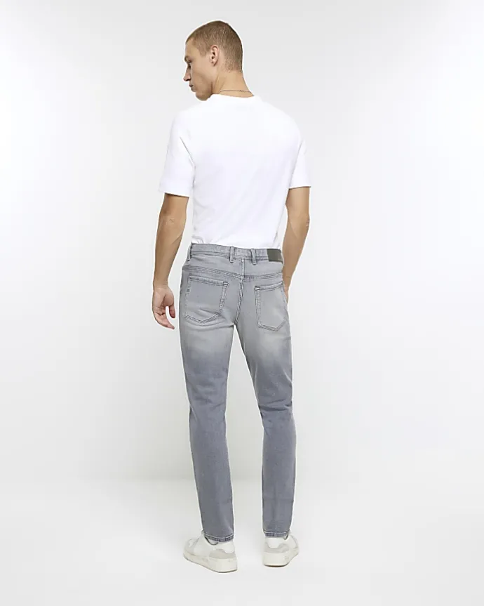 Grey skinny fit faded jeans