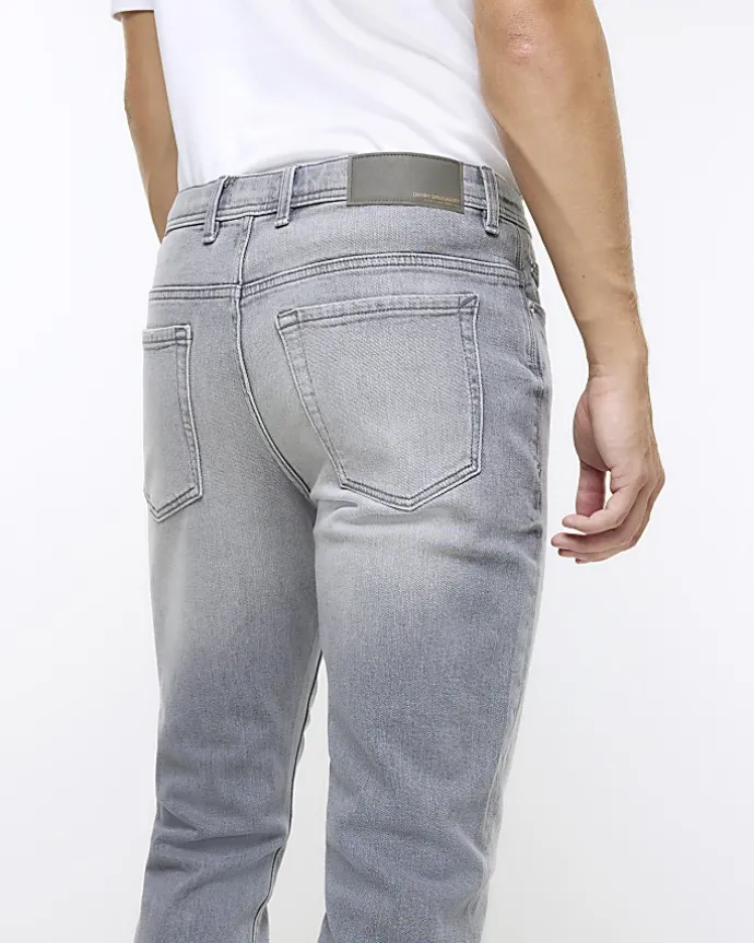 Grey skinny fit faded jeans