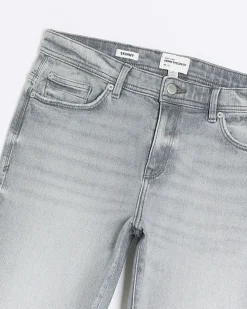Grey skinny fit faded jeans