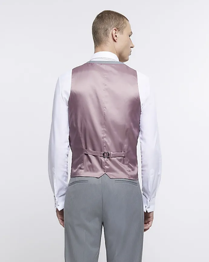 Grey skinny fit twill waistcoat