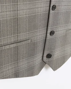 Grey slim fit check waistcoat