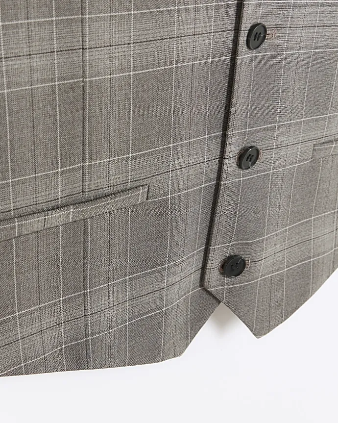 Grey slim fit check waistcoat
