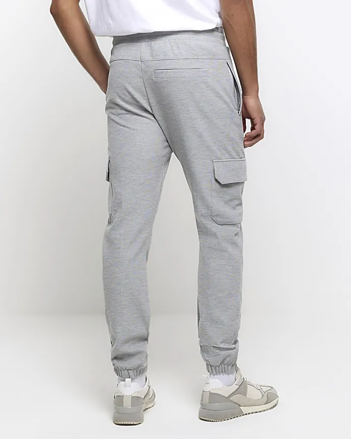 Grey slim fit smart cargo joggers